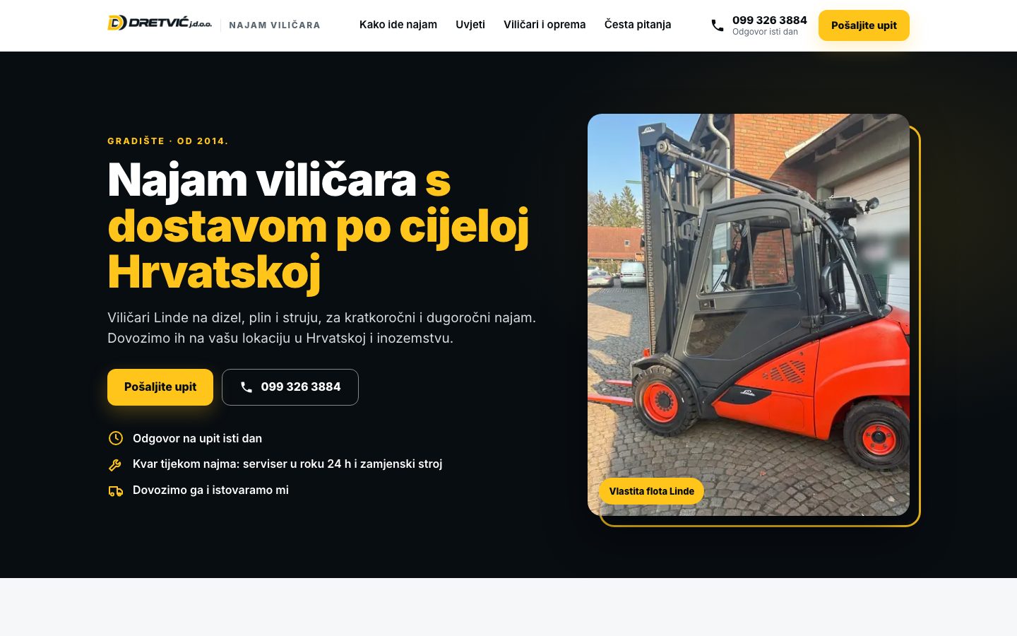 Najam viličara Dretvić | Web stranica za najam, gradske stranice i savjeti