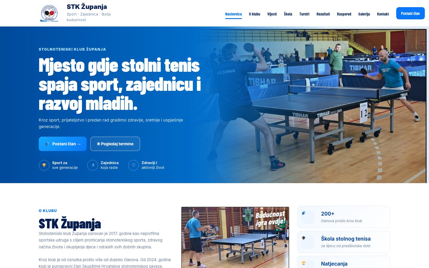 STK Županja | Redizajn stranice + program za vođenje turnira